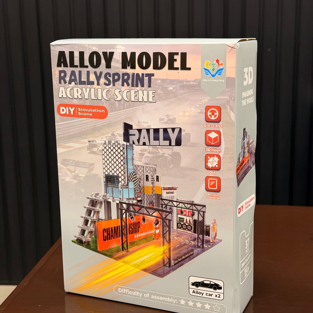 DIY Rally Sprint Acrylic Scene With 2Pcs Alloy Cars