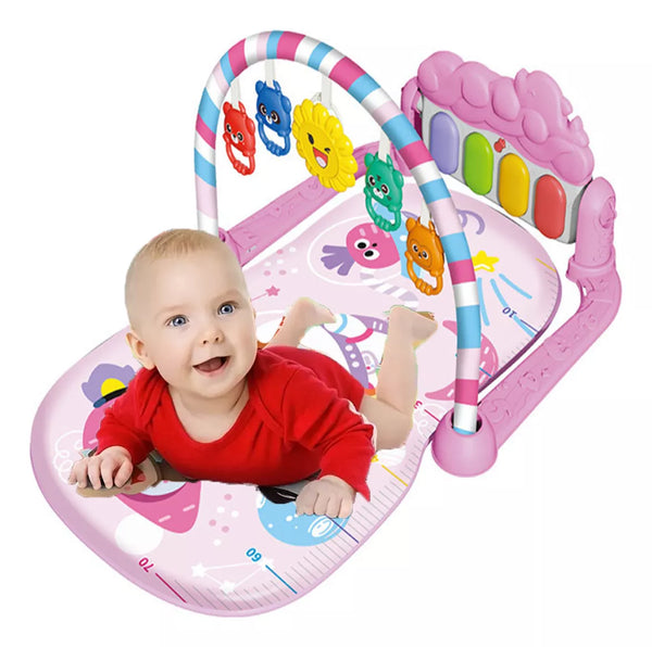 Baby Piano Play Gym With Hanging Rattles - Pink