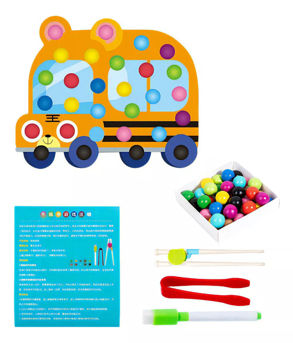 Wooden Car Pincer Bead Game For Toddlers