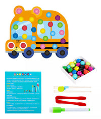 Wooden Car Pincer Bead Game For Toddlers