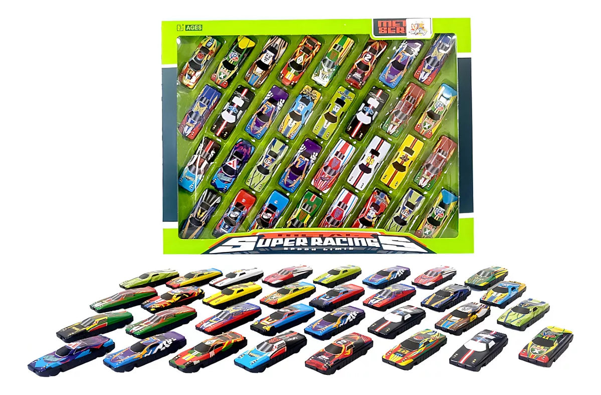 36Pcs Mini Diecast Inertial Super Racing Cars Set
