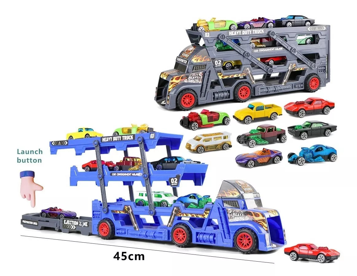 Foldable Car Launcher Transporter With 8Pcs Alloy Cars