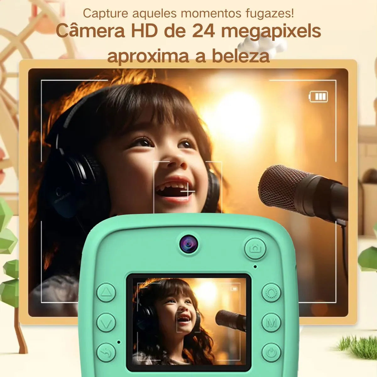 Kids Dual Camera Instant Digital Print Camera - Dinosaur