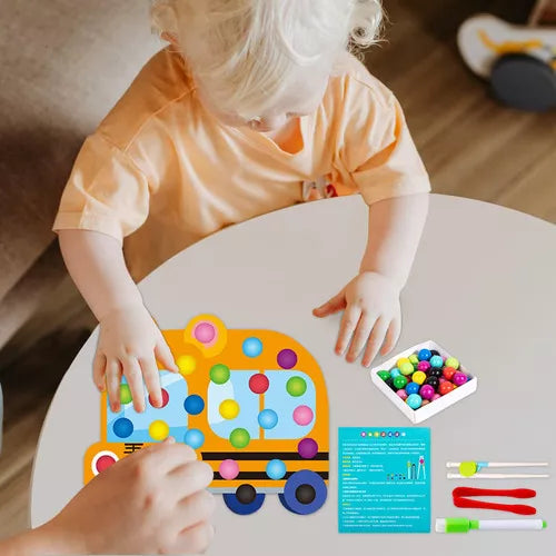 Wooden Car Pincer Bead Game For Toddlers
