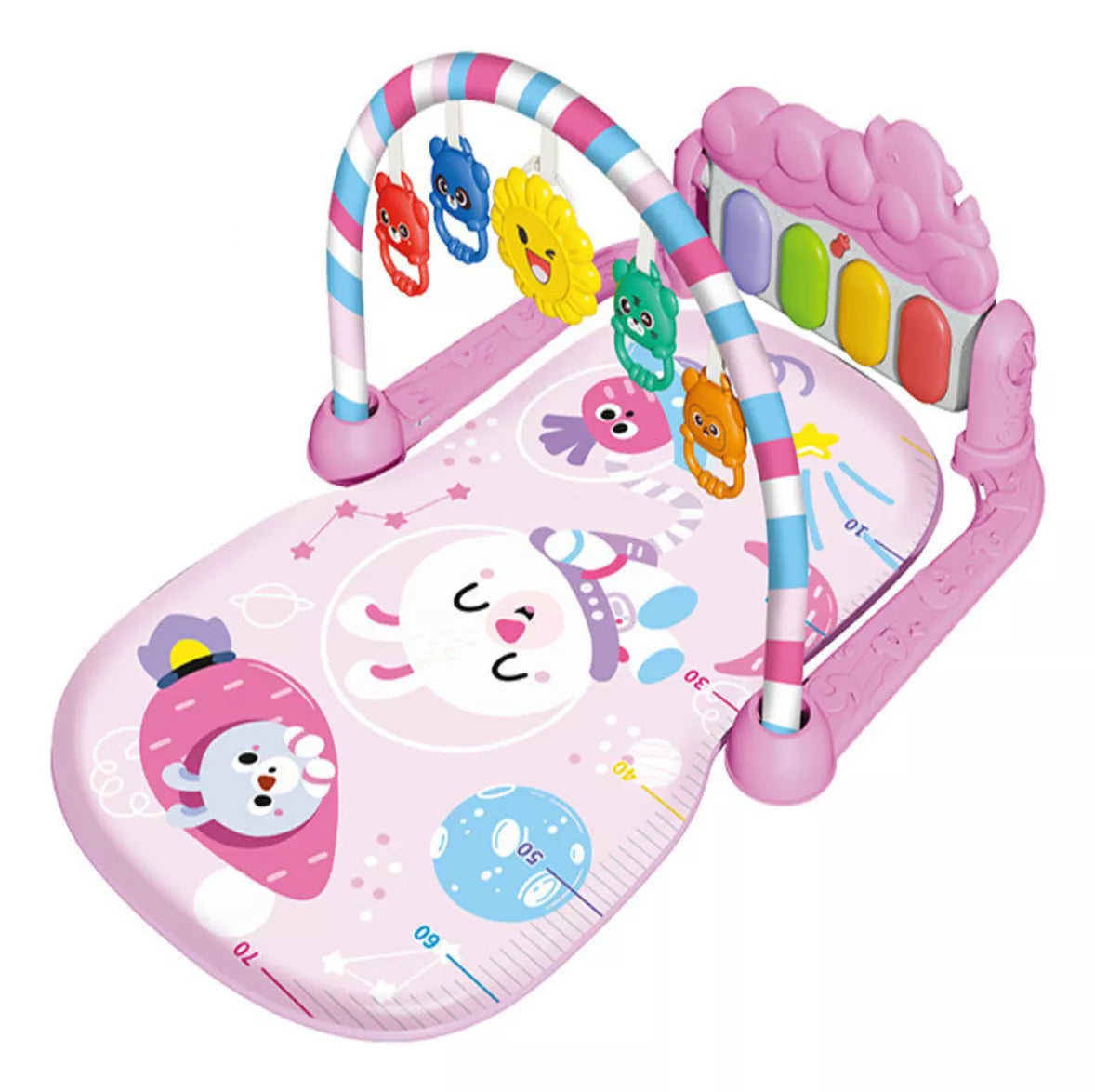 Baby Piano Play Gym With Hanging Rattles - Pink