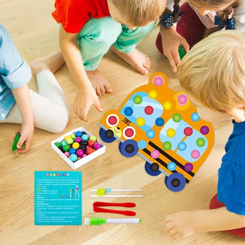 Wooden Car Pincer Bead Game For Toddlers