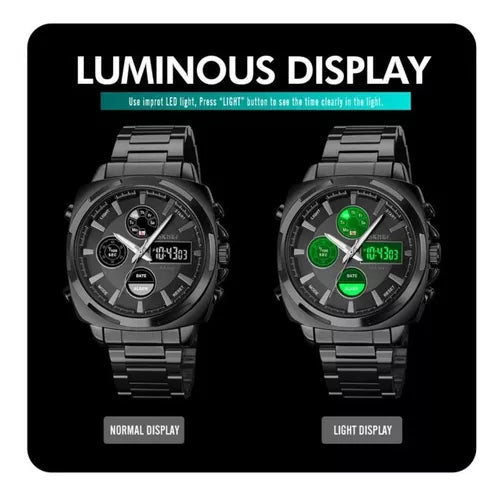 SKMEI Dual Time Quartz Stainless Steel Watch - Copy