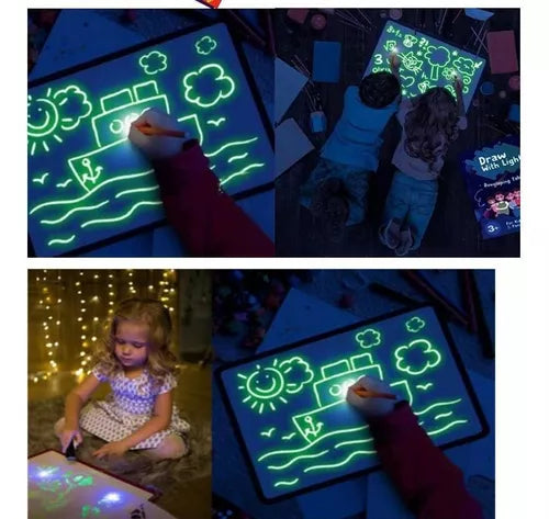 Draw With Lights Fun Painting Board With Nightlight Pen