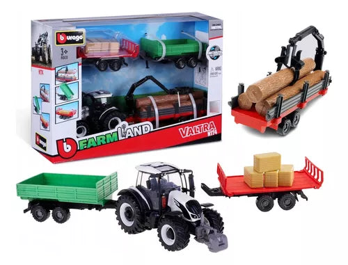 Bburago Farm Land Valtra N174 Tractor With Trailers