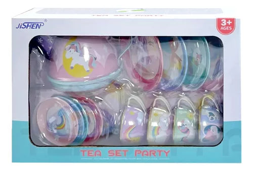 14Pcs Unicorn Themed Kids Metal Tea Set