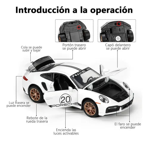 1:32 Diecast Porsche 911 Turbo S With Acrylic Display Box - White