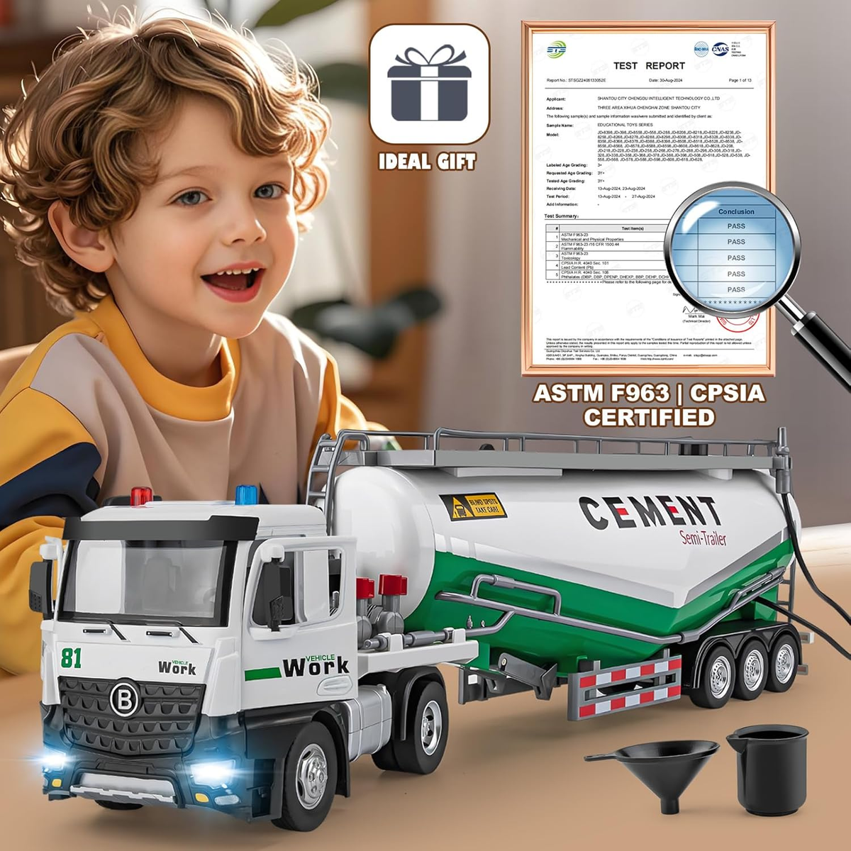 Diecast Cement Tanker Large Truck Model