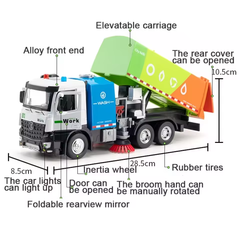 Diecast Sanitation City Wash Truck