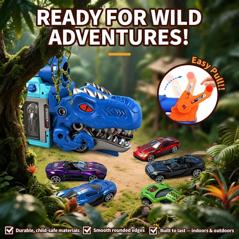 Dinosaur Cannon Launcher Truck With 6Pcs Cars