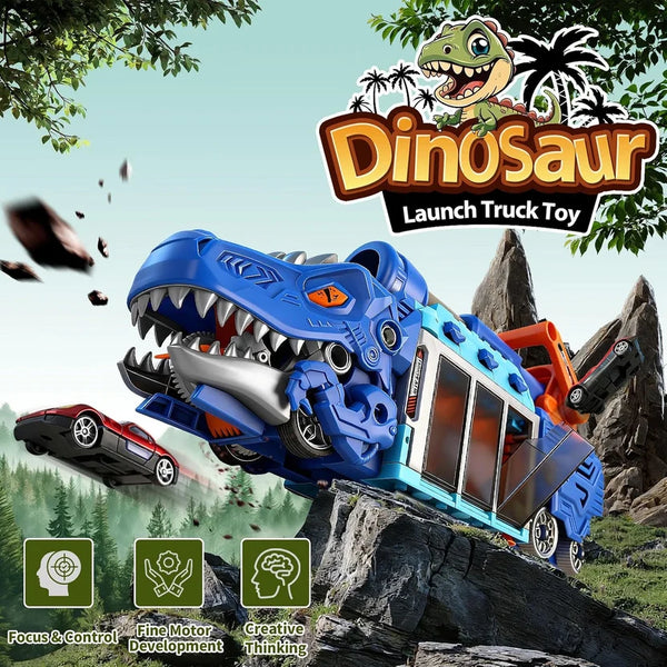 Dinosaur Cannon Launcher Truck With 6Pcs Cars