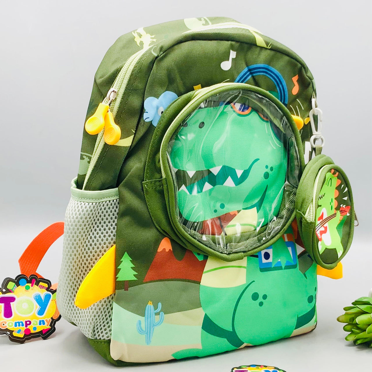 Dinosaur Themed Kids School Bag With Pouch