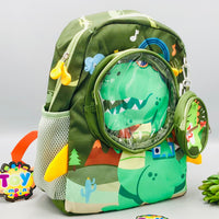 Dinosaur Themed Kids School Bag With Pouch