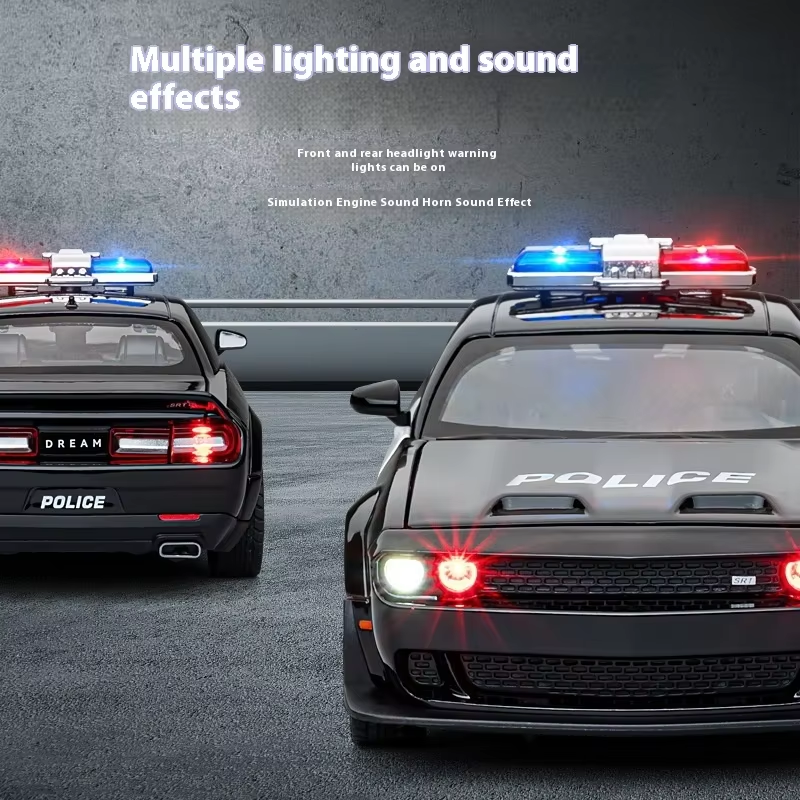 1:22 Diecast Dodge Challenger Hellcat Police Model Car