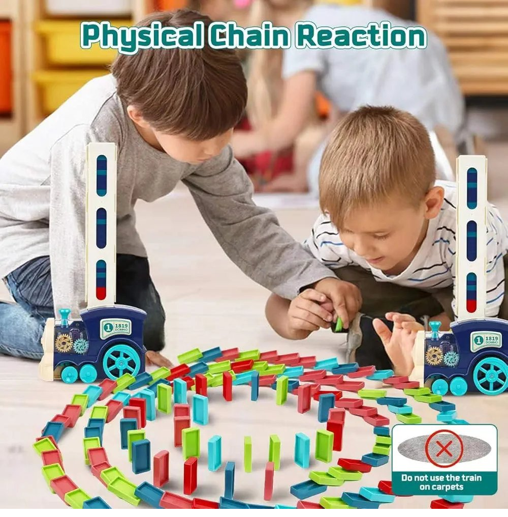 Electric Automatic Gear Domino Train With Light & Sound