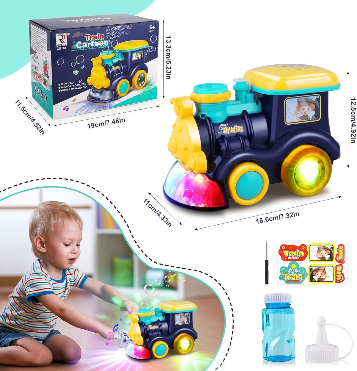 Electric Bubble Blowing Train With Light & Sound