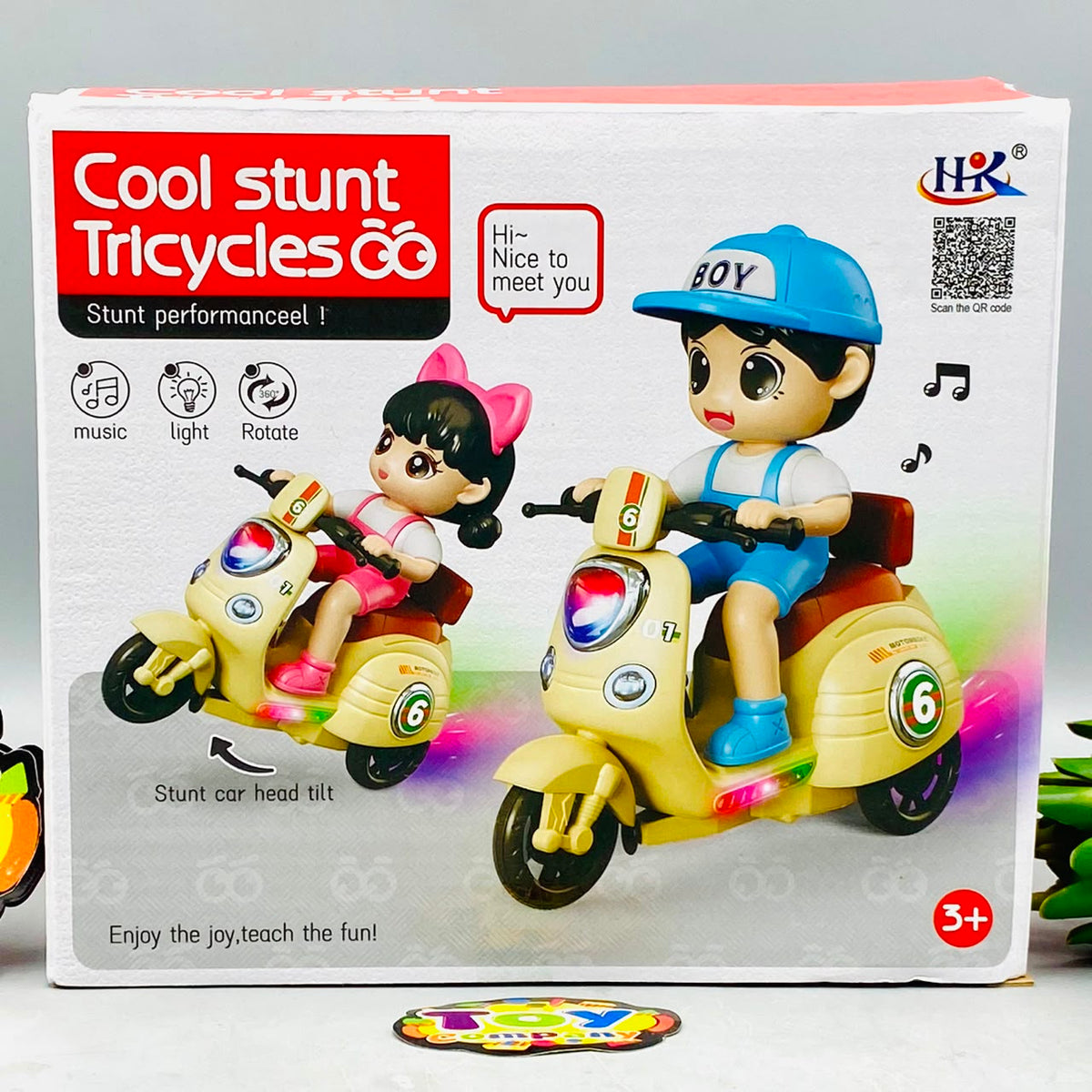 Electric Girl Stunt Tricycle With Light & Music