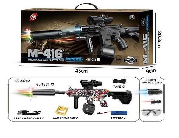 Electric M416 Gel Blaster Shooting Riffle With Light Muffler