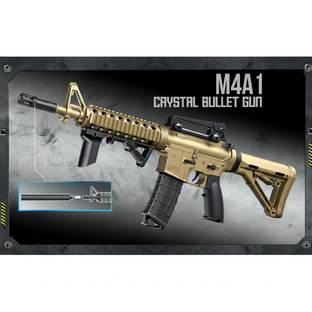 Electric M4A1 Gel Blaster Gun With Smoke Muffler - Desert