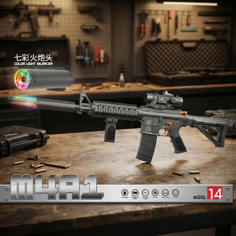 Electric M4A1 Gel Blaster Shooting Riffle With Lights Muffler