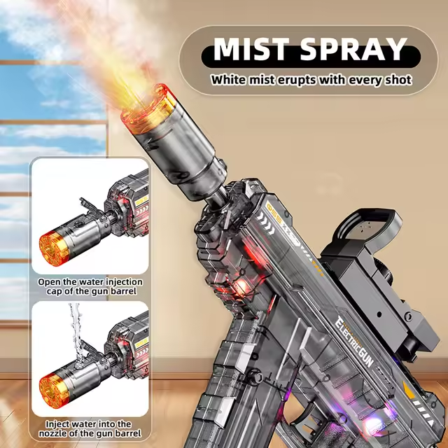 Electric UZI Spray Beat Burst Gun With Light Silencer