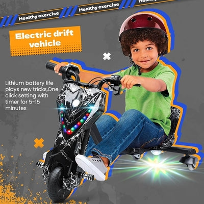Electric Drifting Scooter With Bluetooth Music & Lights - Black