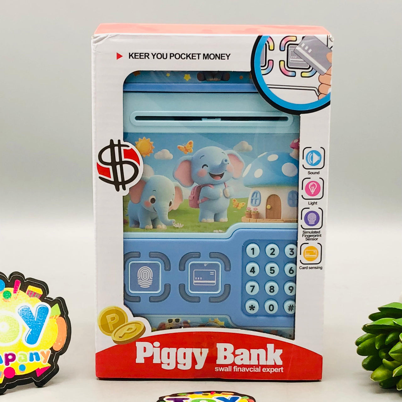 Kids Fingerprint & Swipe Card Unlock Piggy Bank - Blue