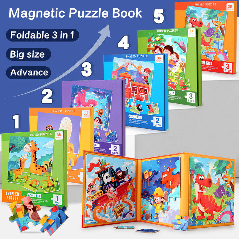 3-in-1 Animal Traffic Magnetic Puzzle Game