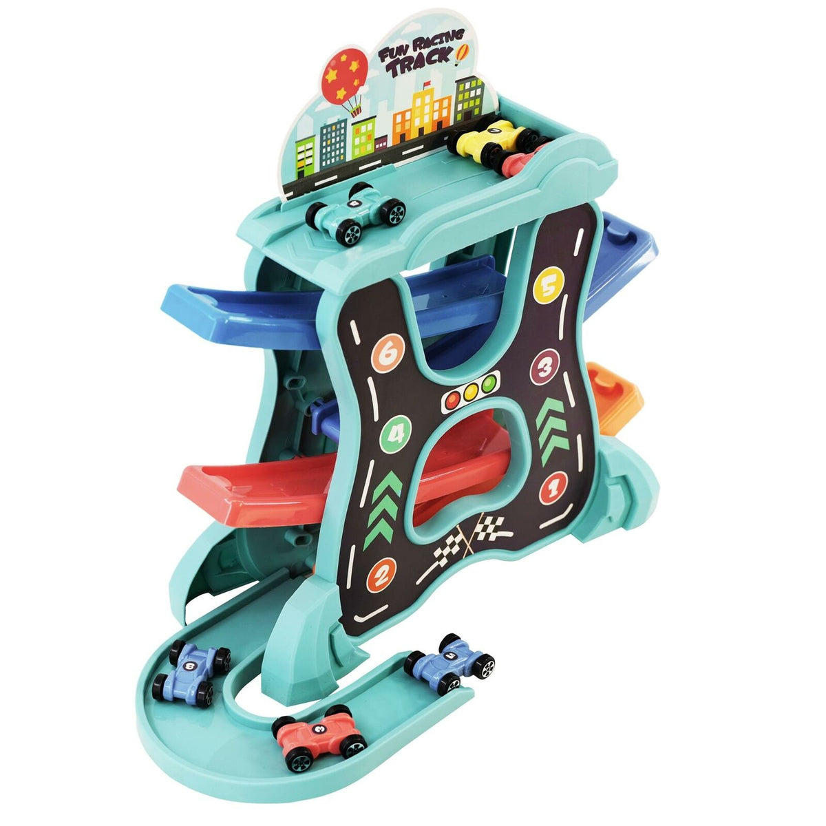 Manual Fun Racing Track Set With 6 Mini Cars