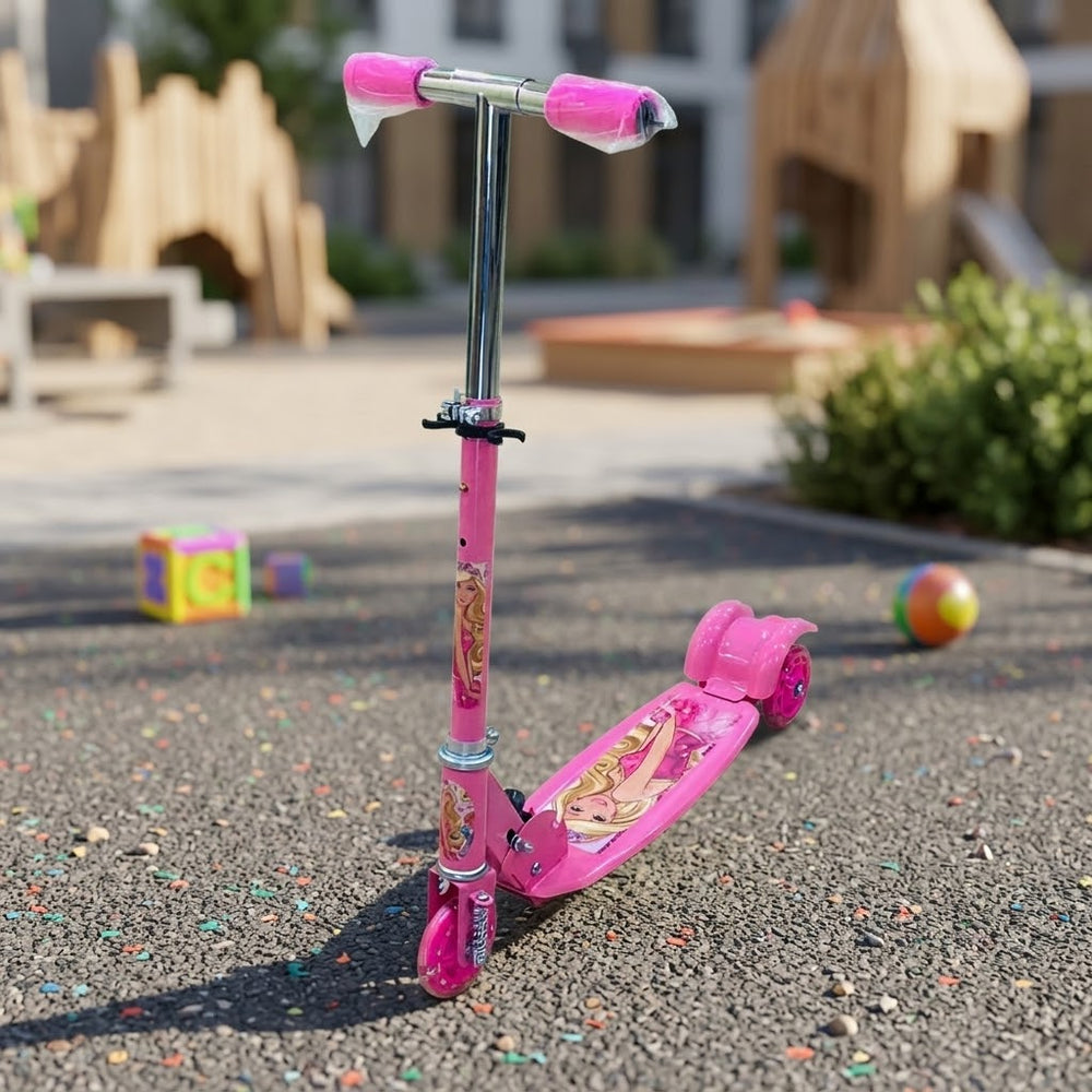 Girls Barbie Design Adjustable Height Scooter