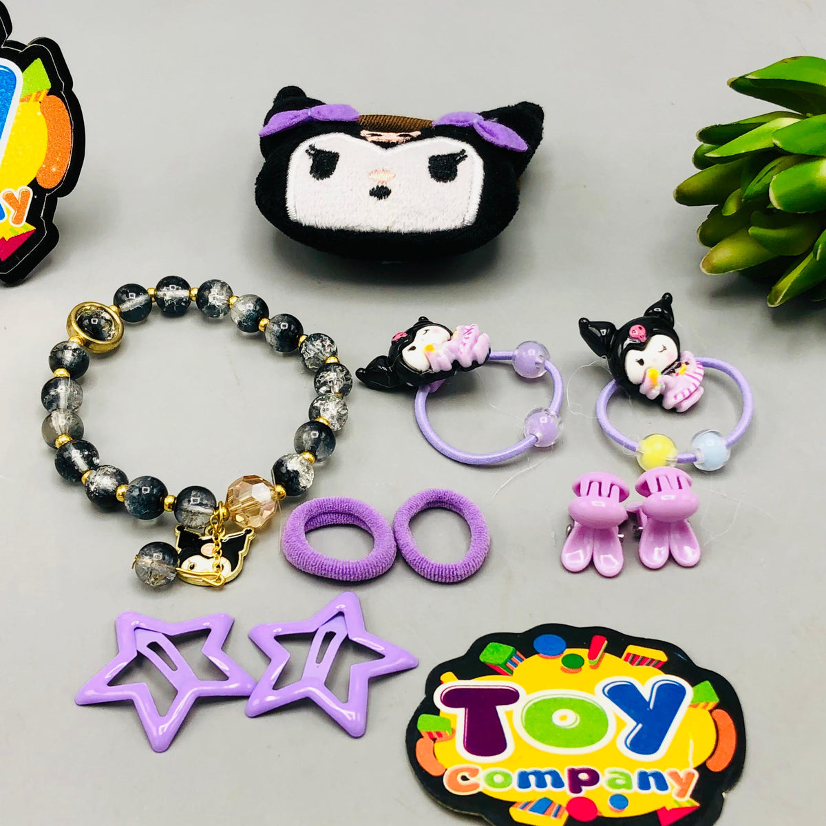 10Pcs Girls Kuromi Themed Hair Accessories Set - Black