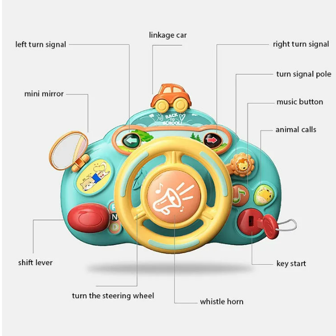 Multi-functional Toddlers Simulation Musical Steering Wheel