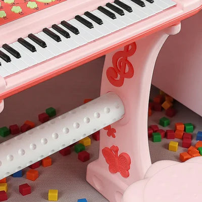 Multi-functional Electronic Musical Piano With Mic & Stool - Pink