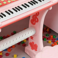 Multi-functional Electronic Musical Piano With Mic & Stool - Pink