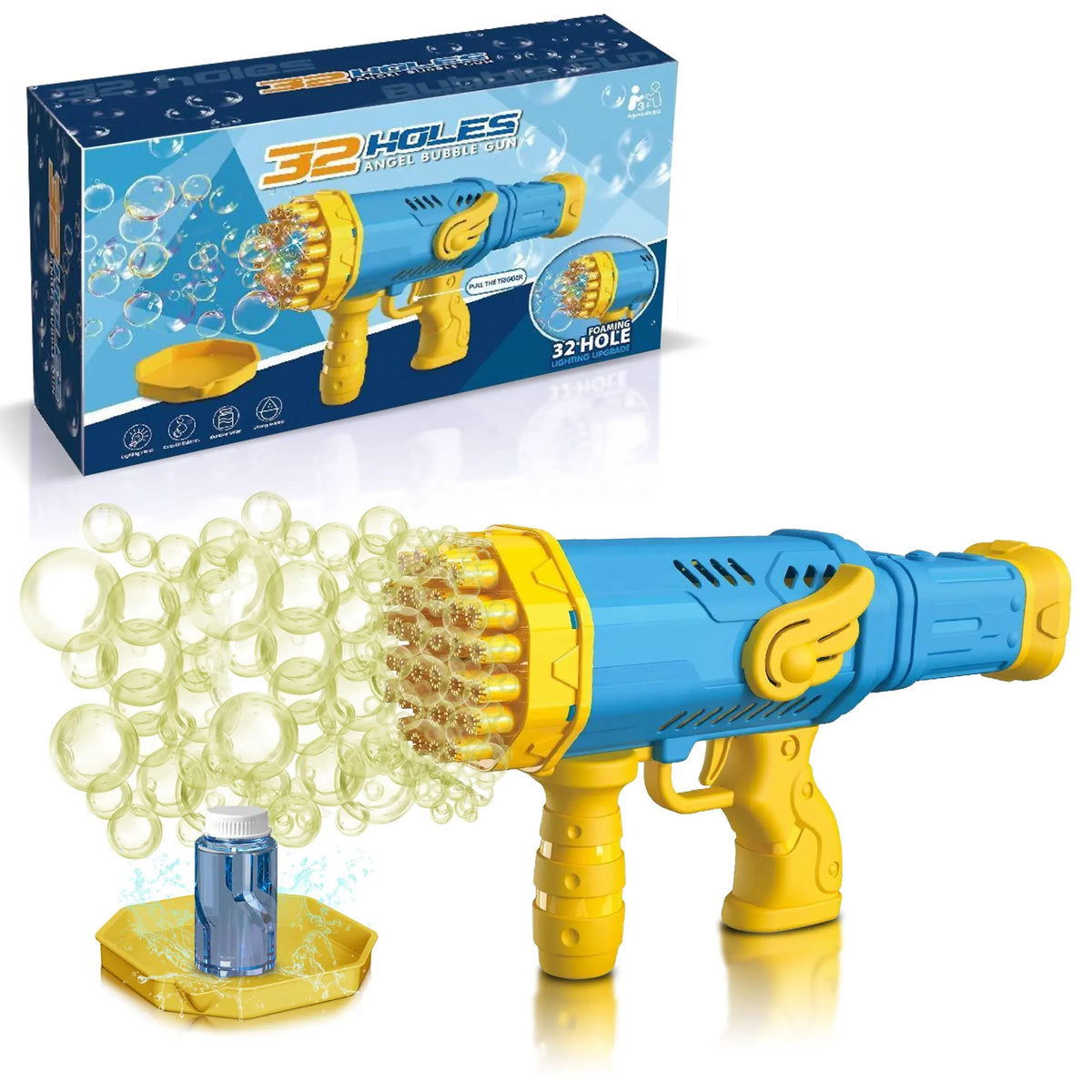 32 Holes Angel Lighting Bubble Gun