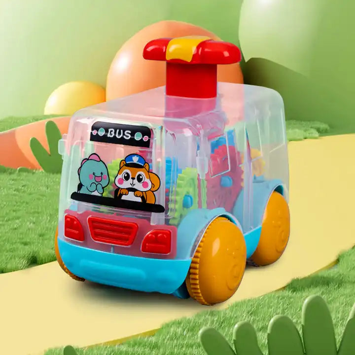 ABS Transparent Body Push & Go Gear Bus