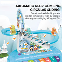 2in1 Penguin Piano & Slide Racing Track Set With Light & Music