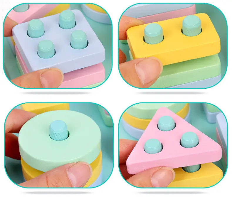 Wooden Geometry Shapes - 4 Columns Set