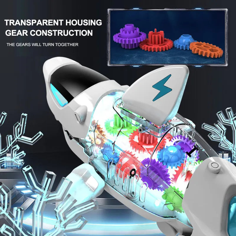 Transparent Gear Robot Shark With Light & Music