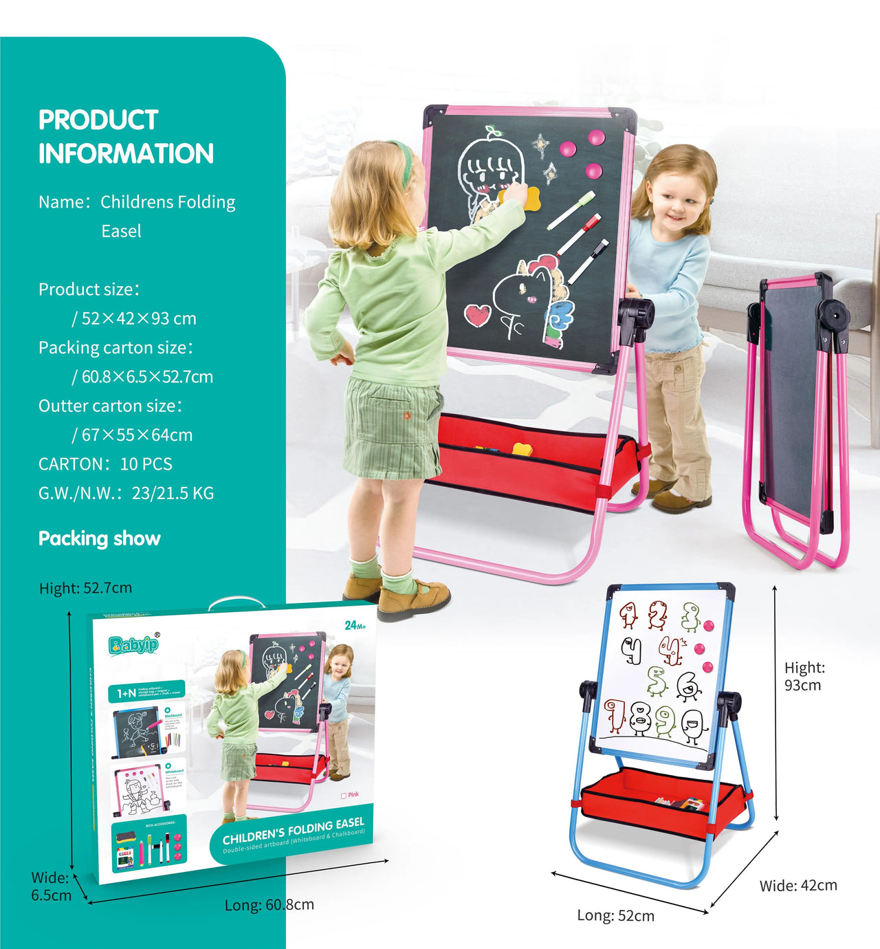 Children's Folding Easel Double-Sided Art Board