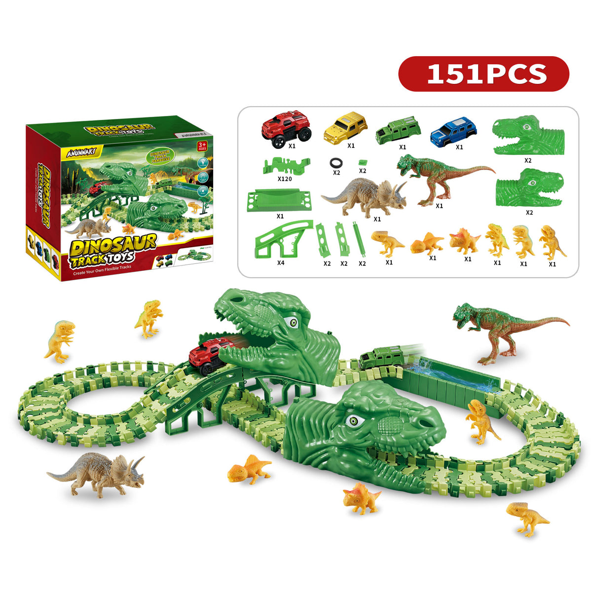 Dinosaur Car Race Track Set
