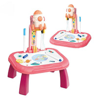 Kids Spaceship Pattern Painting Projection Table - Pink