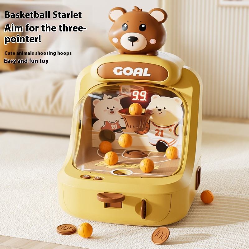 Manual Kids Bear Themed Basketball Shooting Game Console