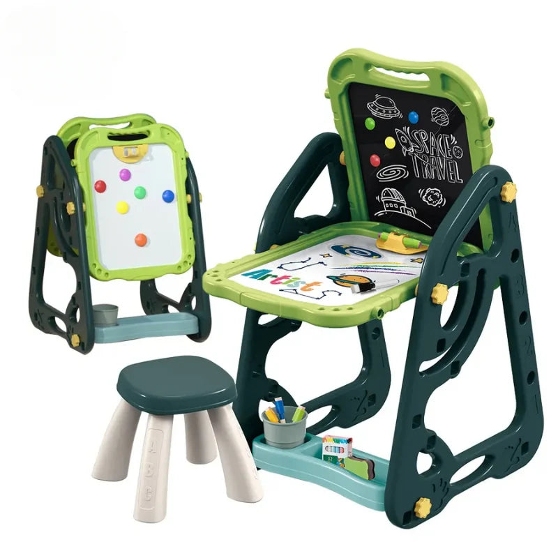 Multi-functional Artistic Drawing Board With Stool - Green