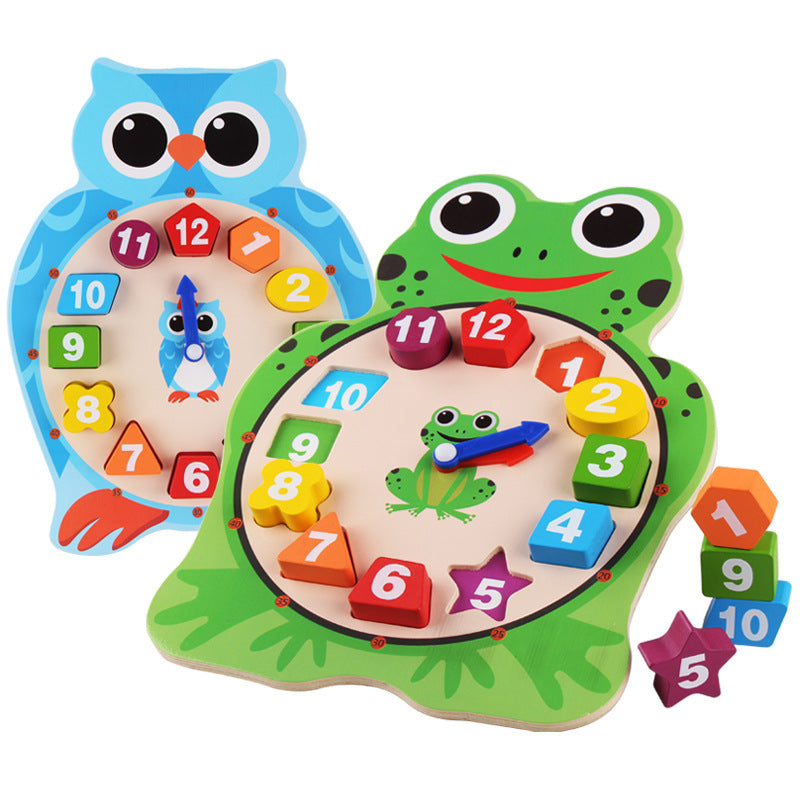 Cartoon Clock Wooden Toy