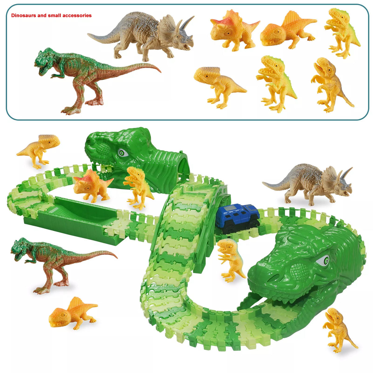 Dinosaur Car Race Track Set